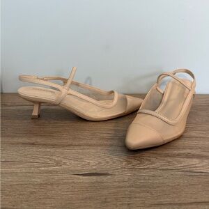 CUSHIONAIRE Beige Slingback Kitten Heels, NWOT variety of sizes